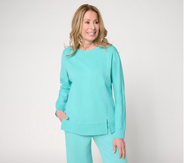 Belle by Kim Gravel French Terry Topstitched Double Vent Top