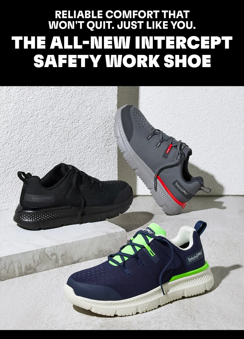 Reliable comfort that won't quit. Just like you. The all-new Intercept Safety Work Shoe
