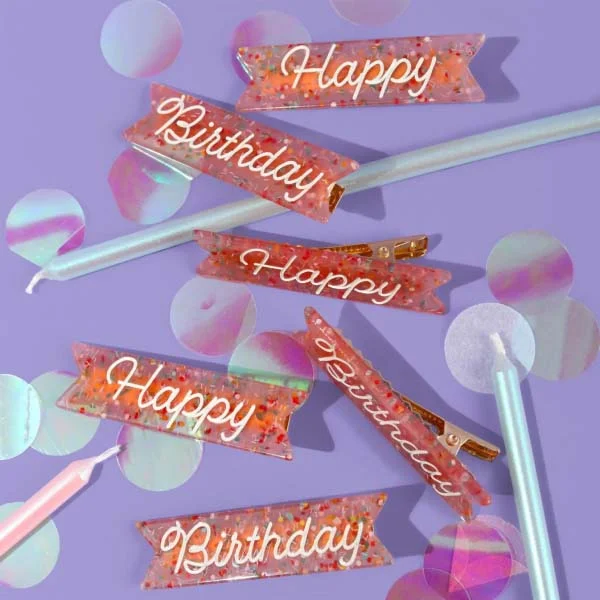 Happy Birthday Hair Clips