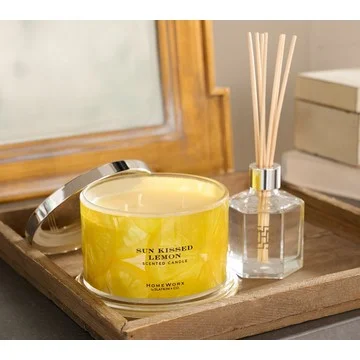 HomeWorx by Slatkin & Co. Sun-Kissed Lemon Candle & Diffuser Set