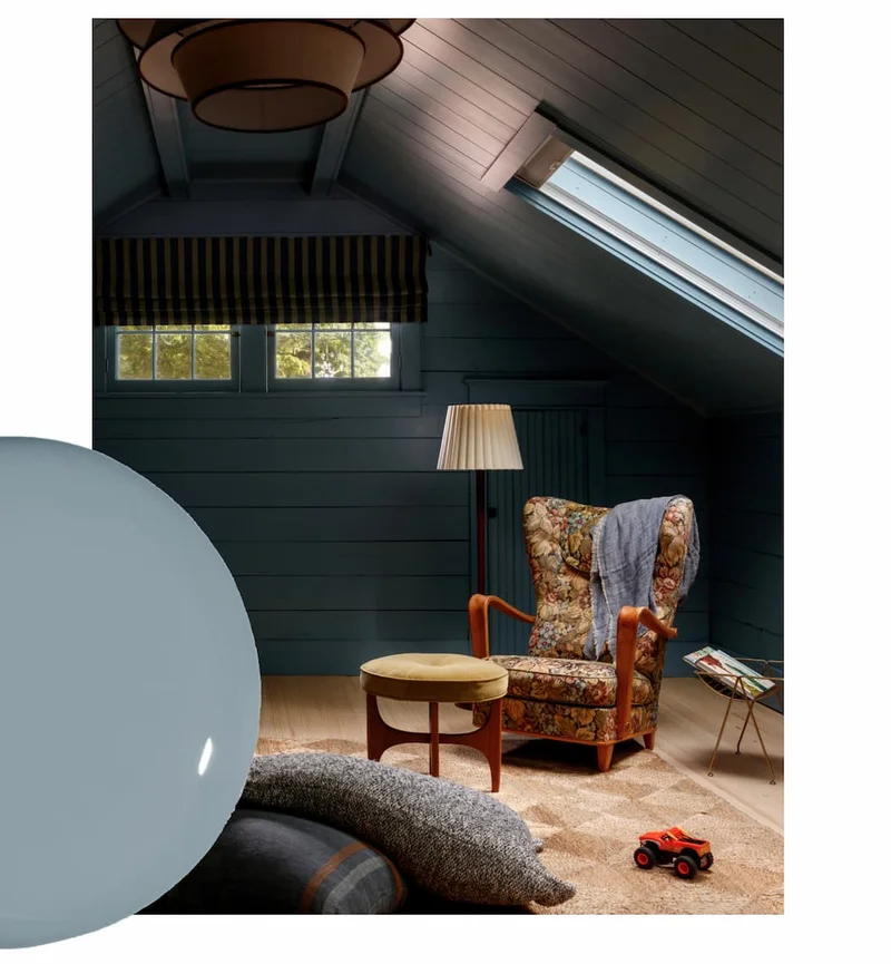 Kids' bunk room color drenched in paint color Good Jeans