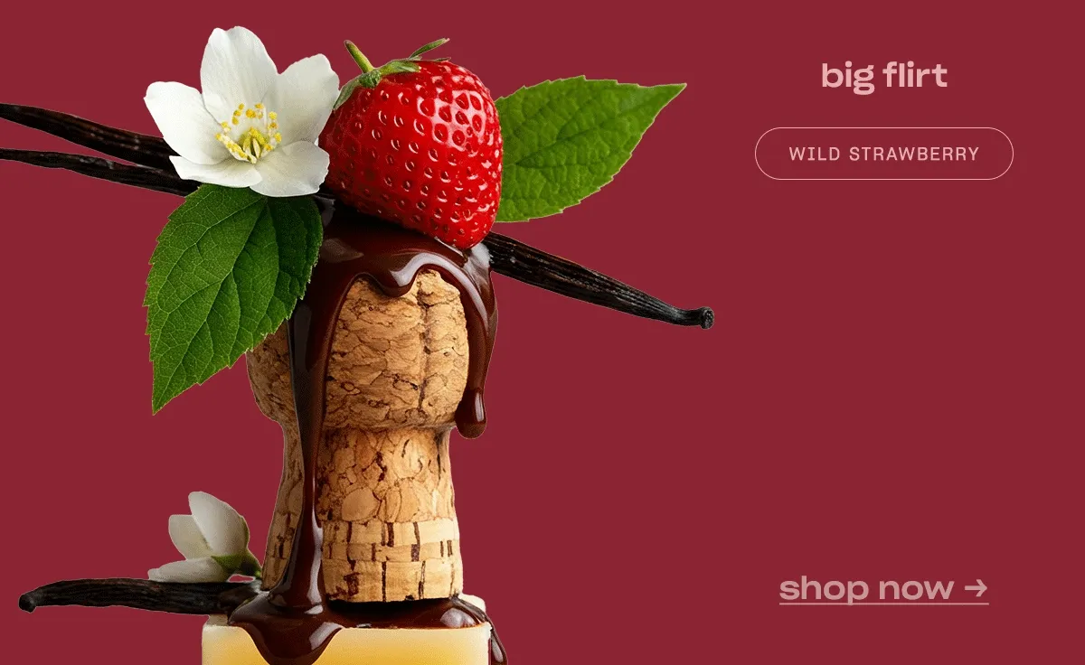 big flirt wild strawberry champagne chocolate ganache jasmine sambac vanilla milk patchouli gayo