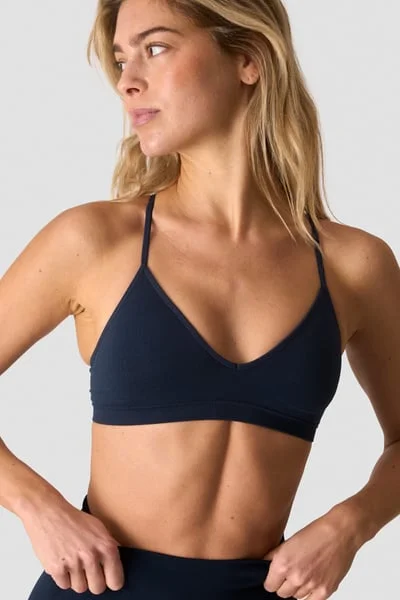 Image of Smooth Seamless Strappy Sports Bra Midnight Blue
