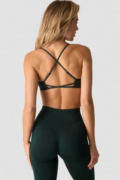 Image of Smooth Seamless Strappy Sports Bra Wet Green