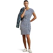 Striped Tie-front Jersey Dress