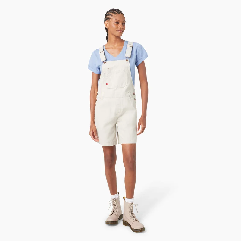Women's Relaxed Fit Bib Shortalls, 7 inch