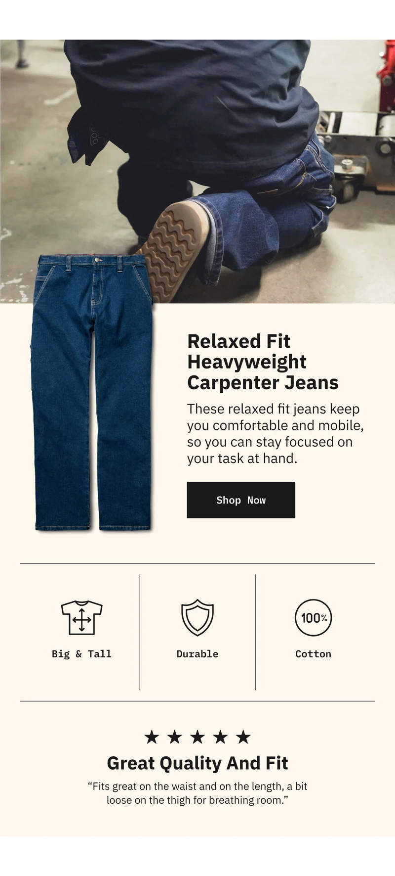Relaxed Fit Heavyweight Carpenter Jeans. Shop Now