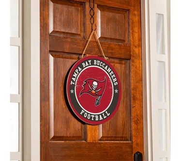 Evergreen NFL Team Wood Round Door Sign with Hanging Rope, 18"