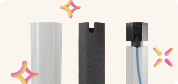 The case, microfiber cloth and bottle of the new cleaning kit.