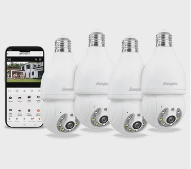 Energizer Smart 2K Pan and Tilt Light Socket Cam 4-Pack