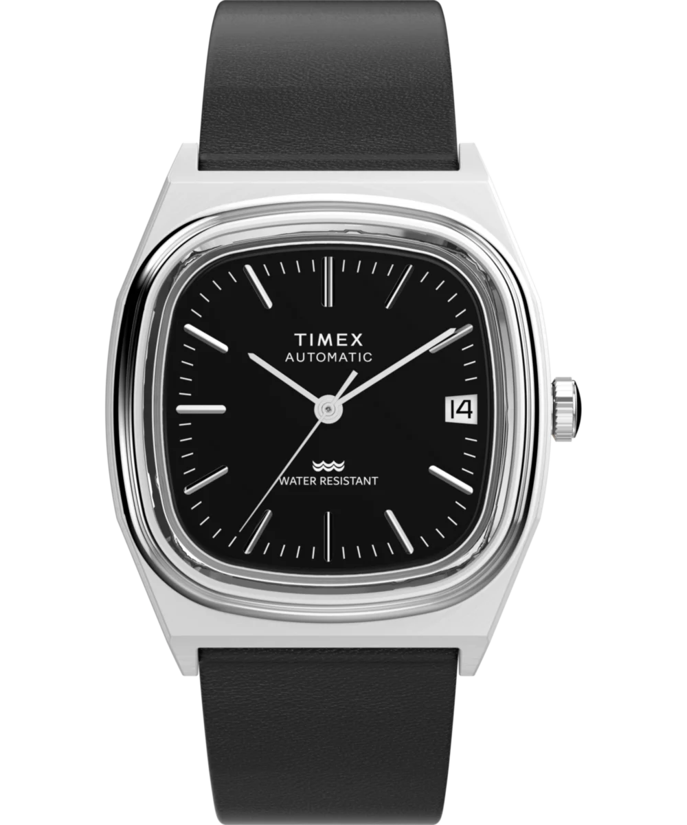 Image of Timex® Automatic 1983 E Line 34mm Leather Strap Watch