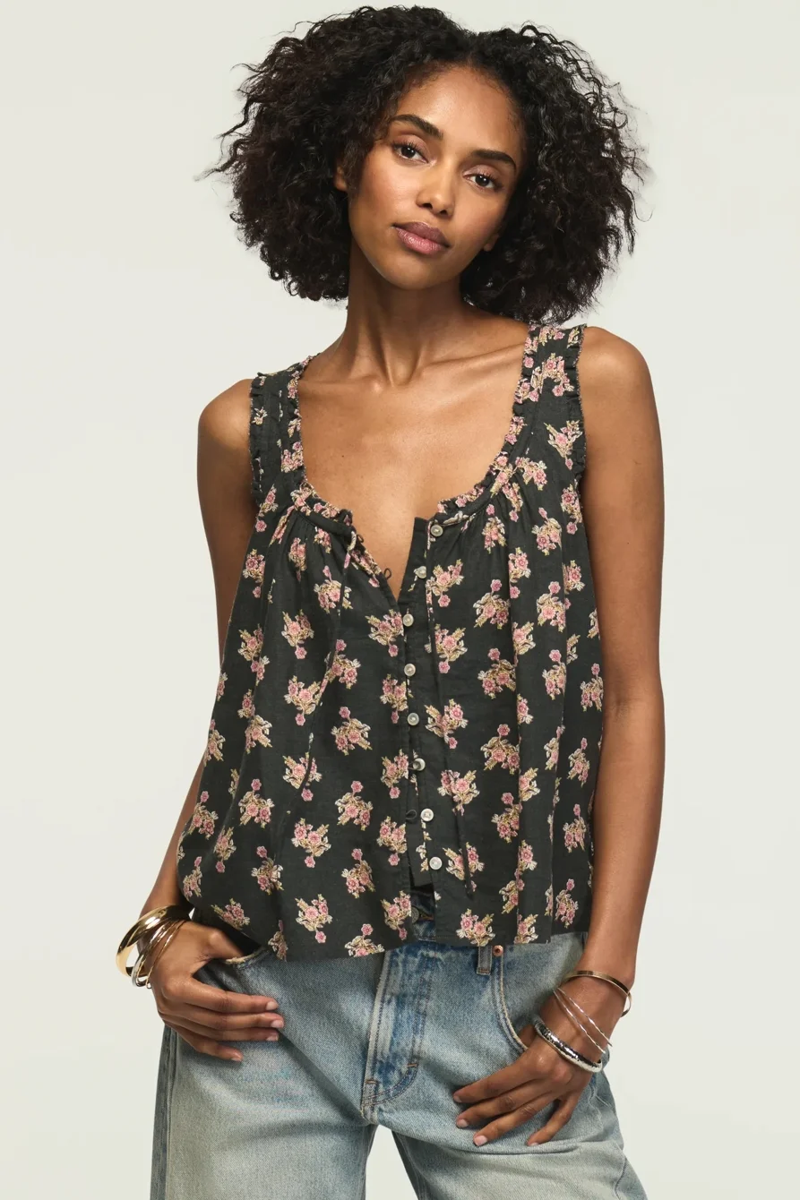 Image of Lucky Brand Printed Swing Tank - Women's Clothing Tops Tank Top in Black Multi