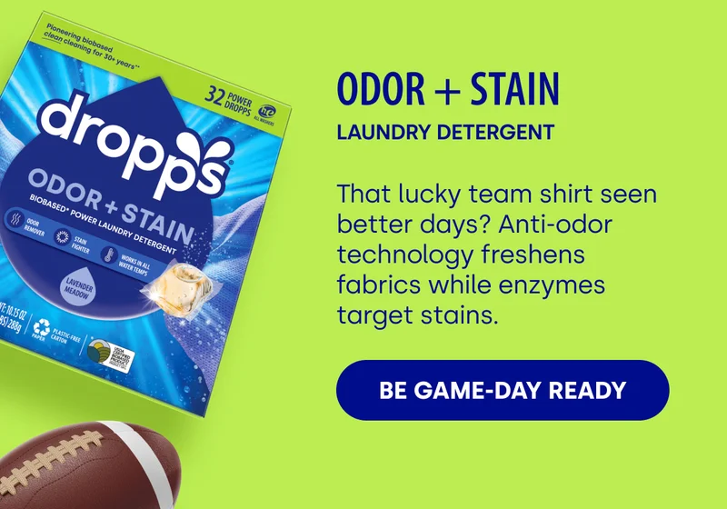 Odor + Stain   LAUNDRY Detergent That lucky team shirt seen better days? Anti-odor technology freshens fabrics while enzymes target stains. BE GAME-DAY READY