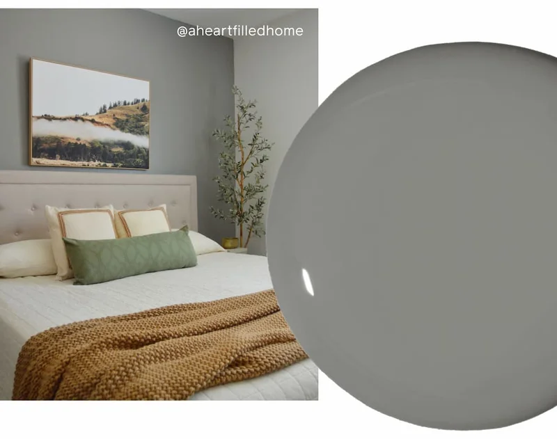 Accent wall in bedroom painted in Shade