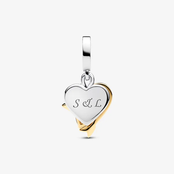 Engravable Heart & Arrow Double Dangle Charm