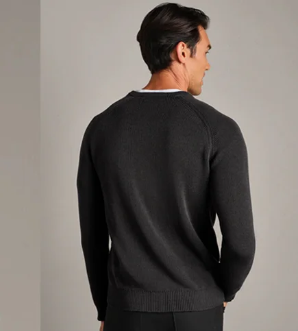 Rib Crew Neck Sweater - Black