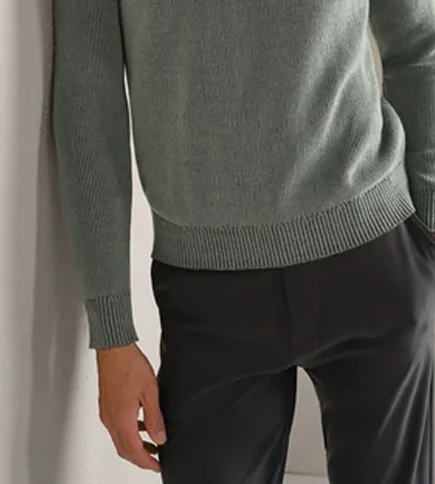 Rib Crew Neck Sweater - Pine Gray