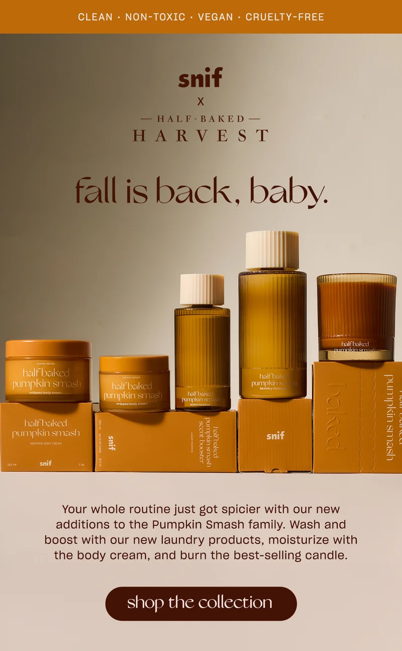 Your whole routine just got spicier with our new additions to the Pumpkin Smash family. Wash and boost with our new laundry products, moisturize with the body cream, and burn the best-selling candle.