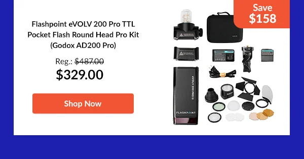 Flashpoint eVOLV 200 Pro TTL Pocket Flash Round Head Pro Kit (Godox AD200 Pro)