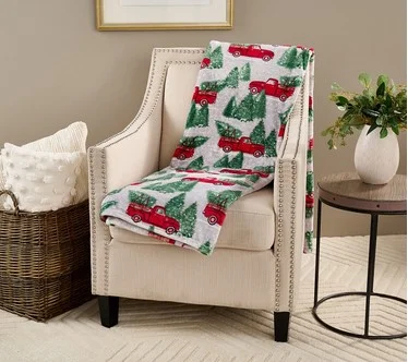 Kringle Express Oversized 60" x 80" Holiday Printed Throw
