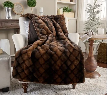 Hotel du Cobb Quilted Faux Fur Throw by Dennis Basso