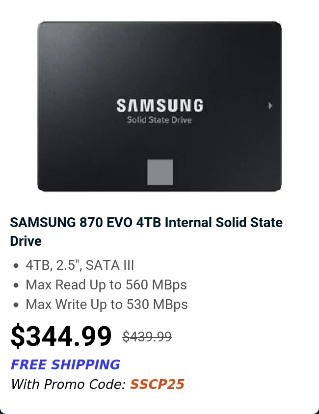 SAMSUNG 870 EVO 4TB Internal Solid State Drive