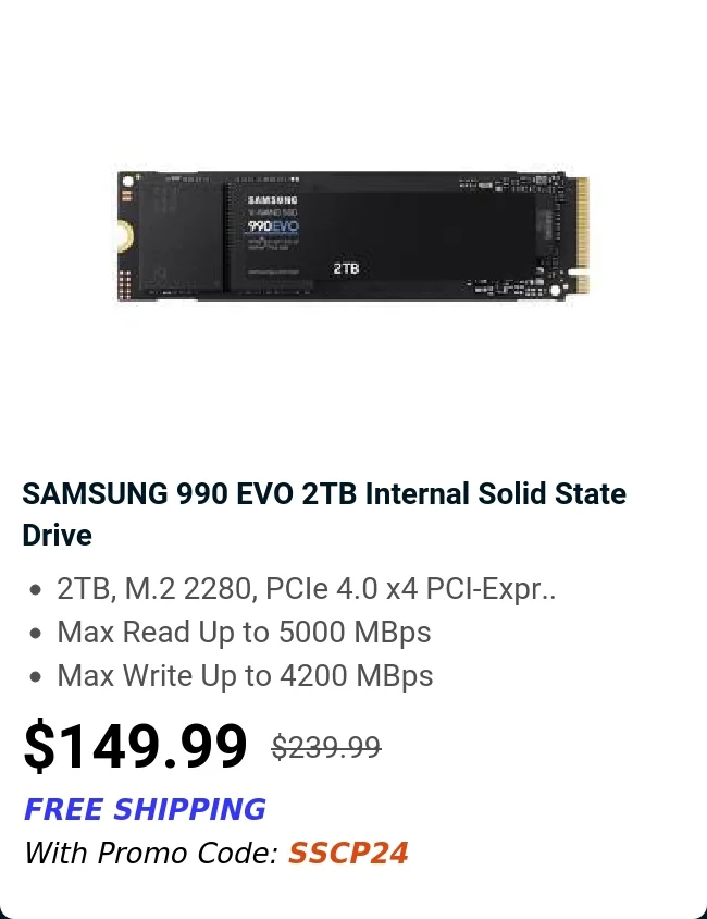 SAMSUNG 990 EVO 2TB Internal Solid State Drive