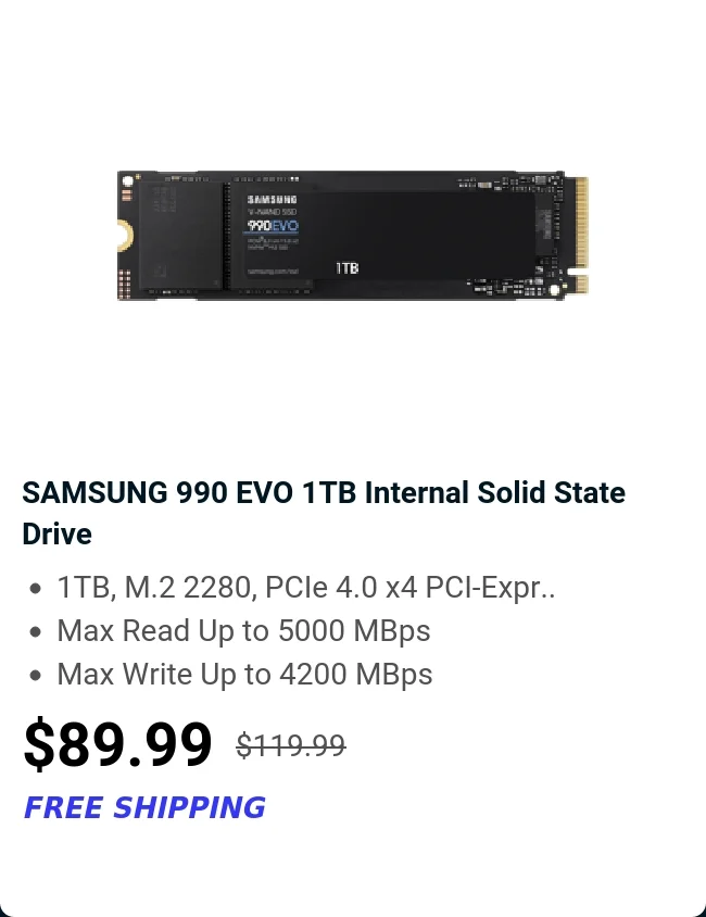 SAMSUNG 990 EVO 1TB Internal Solid State Drive