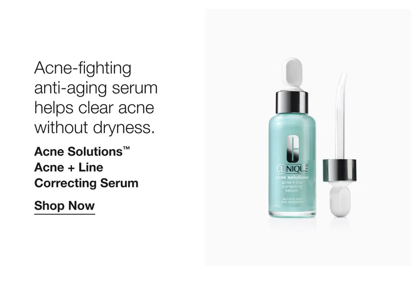 Acne-fighting anti-aging serum helps clear acne without dryness. Acne Solutions™ Acne + Line Correcting Serum | Shop Now