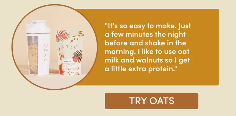 "It's so easy to make. Just a few minutes the night before and shake in the morning. I like to use oat milk and walnuts so I get a little extra protein." try oats