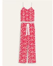 Silk Pyjama Set - Hot Pepper, Peacock