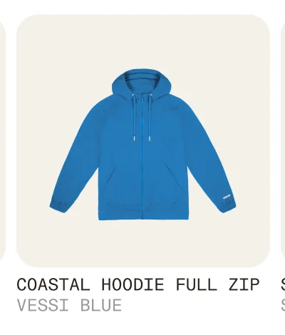 Coastal Hoodie Full Zip Vessi Blue