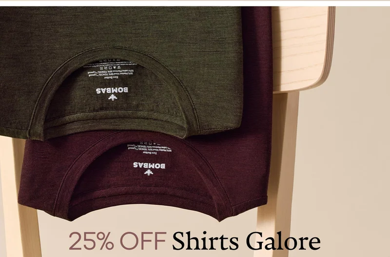 25% off shirts Galore