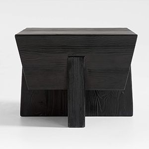 Kota Square Textured Black Pine Side Table