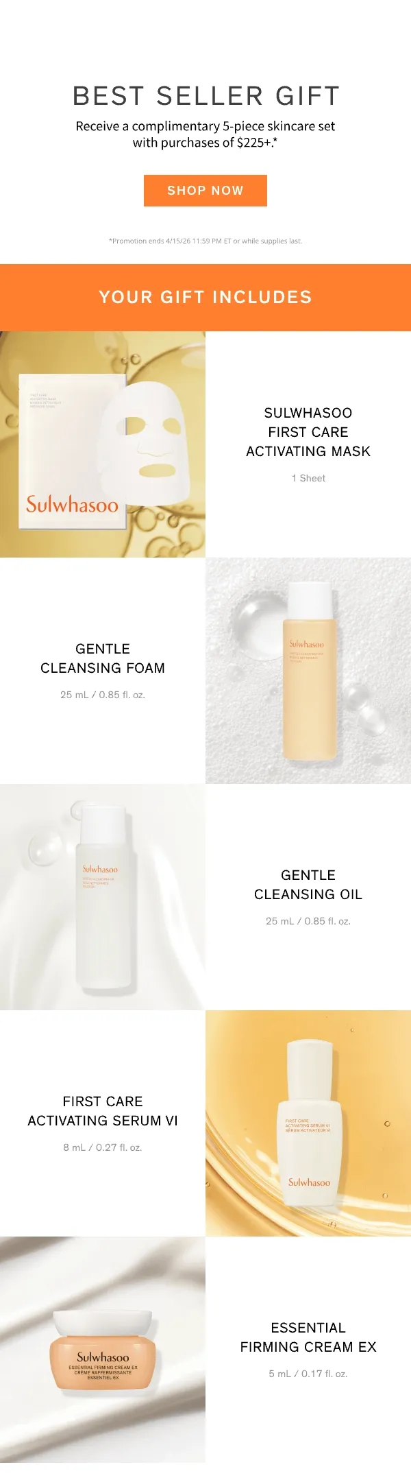 5-piece best seller gift with $225+ order
