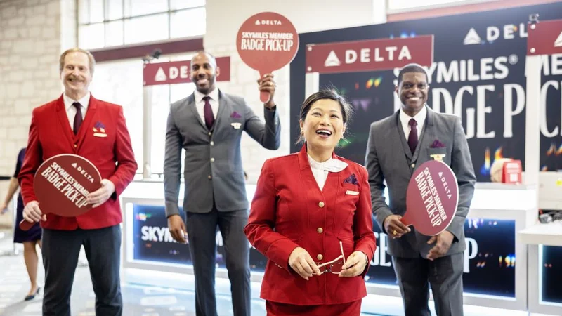 Delta frontline employees work the express badge pick up at SXSW.