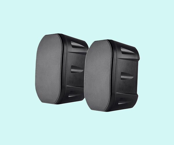 6.5in Weatherproof 2-Way Speakers with Wall Mount Bracket (Pair Black)