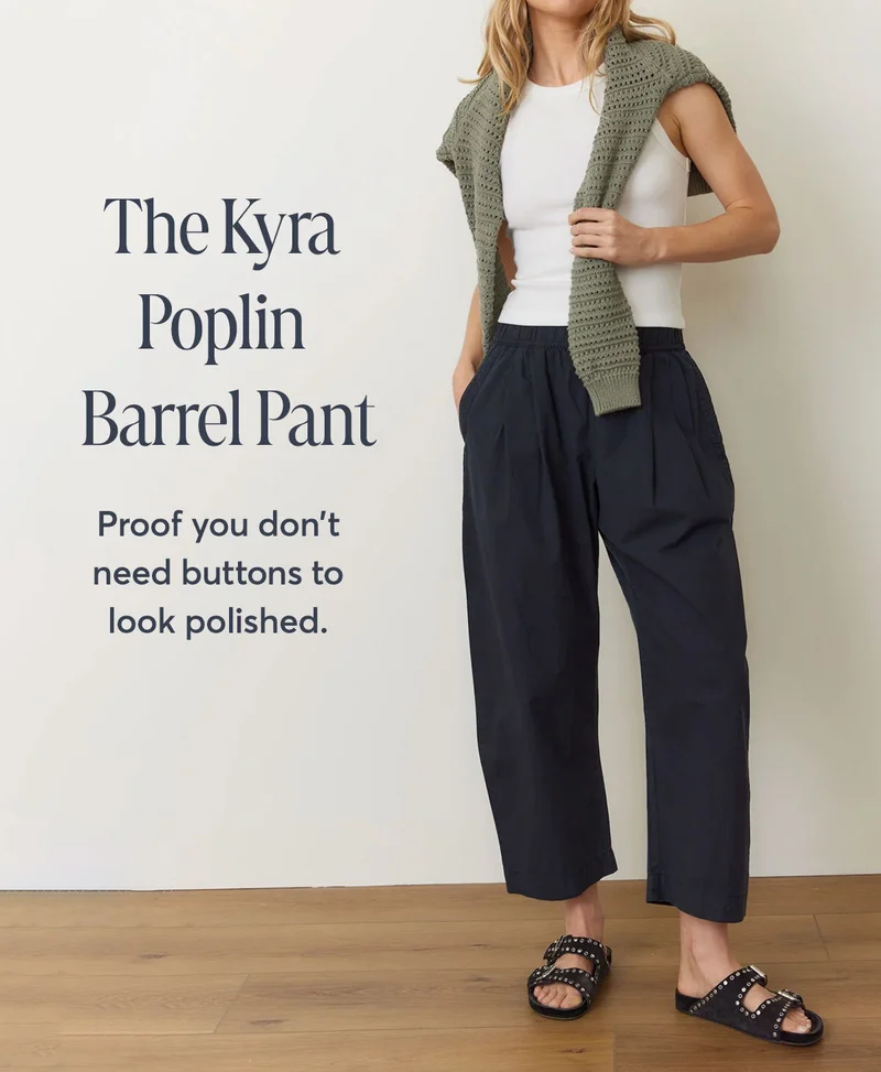 The Kyra Poplin Barrel Pant
