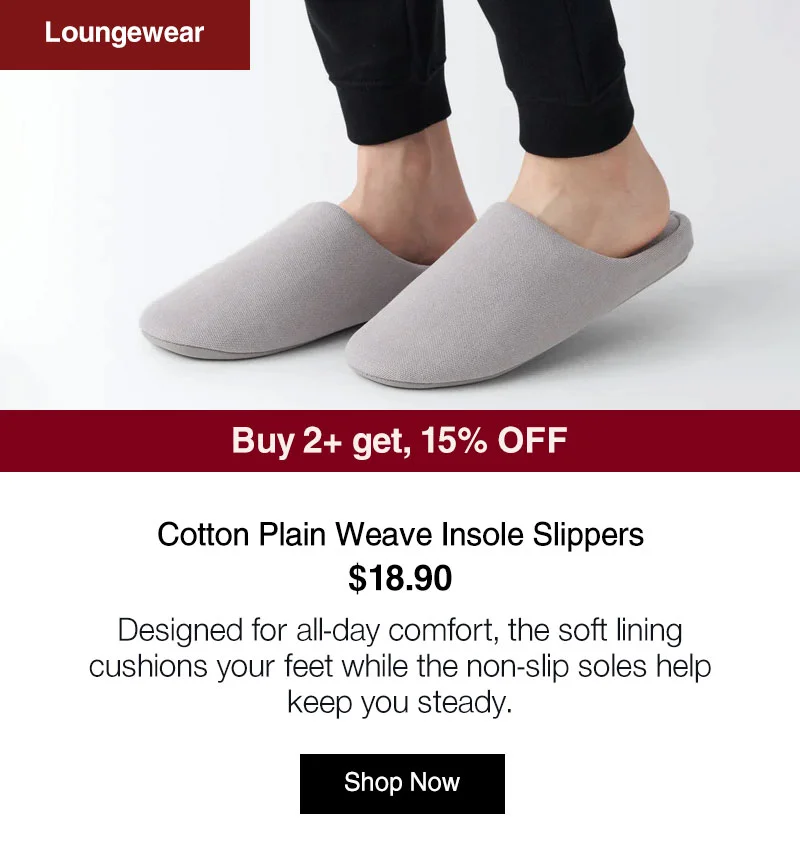 Shop Cotton Plain Weave Insole Slippers