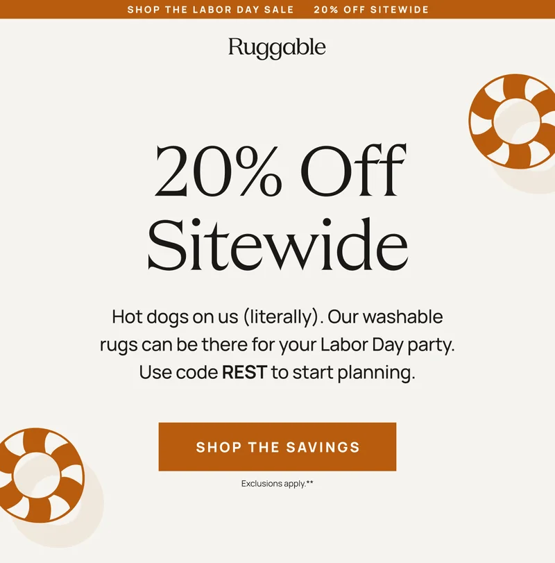 Shop The Labor Day Sale | 20% Off Sitewide. Use REST to start planning | Shop the Savings