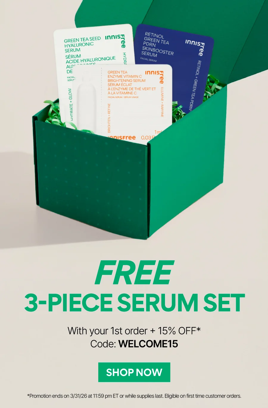 FREE 3-PIECE SERUM SET