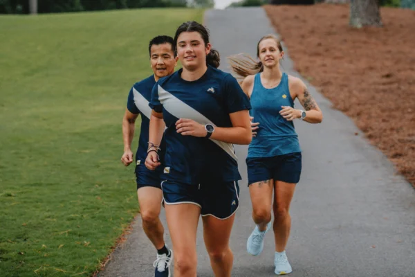 Group of people running together