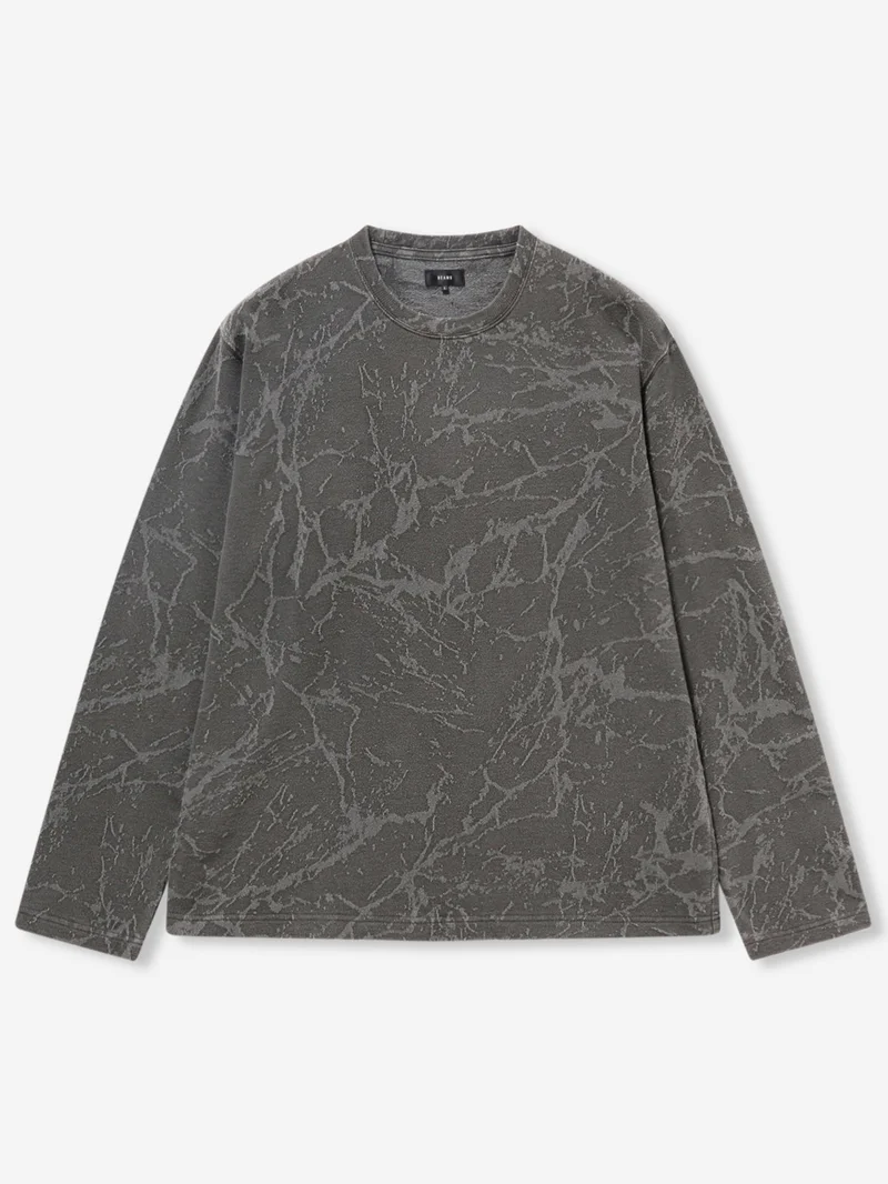 Image of Beams Splash Jacquard Long Sleeve - Soft Black