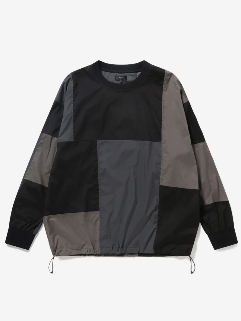 Image of Beams Patchwork Crew Neck - Black