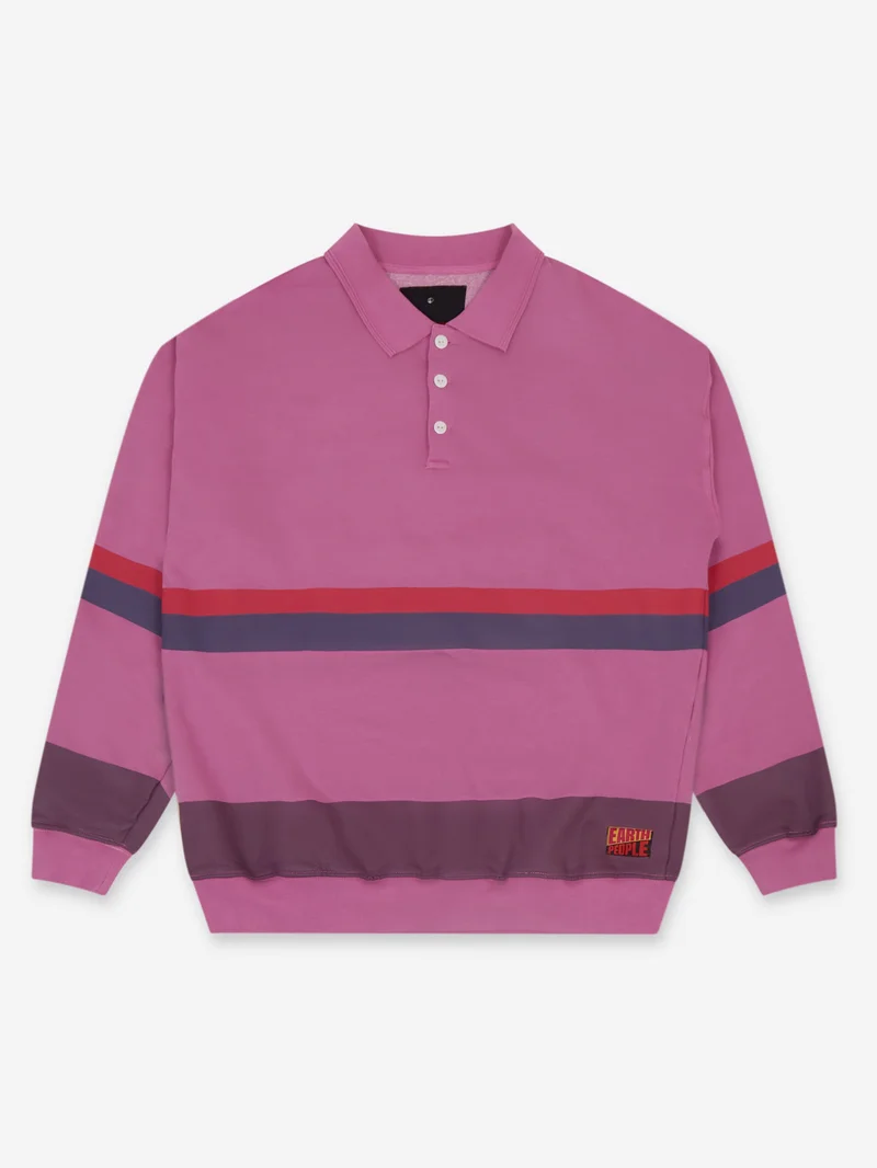 Image of Earth People Stripe Polo Jersey - Fuscia