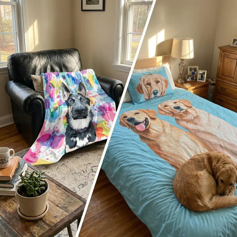 Image of Personalized Pet Photo Blanket - Create Your Own Custom Fleece Design with Live Preview & Editor