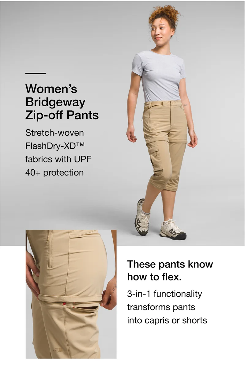 Women's Bridgeway Zip-off Pants - Stretch-woven FlashDry-XDT™ fabrics with UPF 40+ protection
