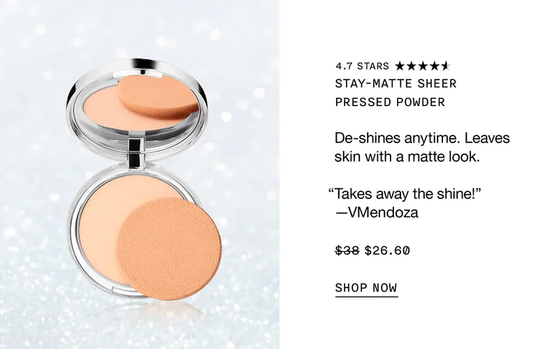 Stay-Matte Sheer Pressed Powder De-shines anytime. Leaves skin with a matte look. “Takes away the shine!” —VMendoza $26.60 SHOP NOW