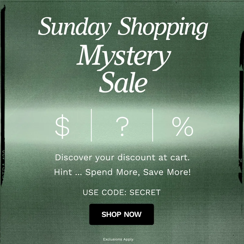 Mystery sale up to 22% off