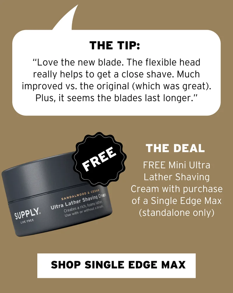 The tip. Free mini ultra lather shaving cream